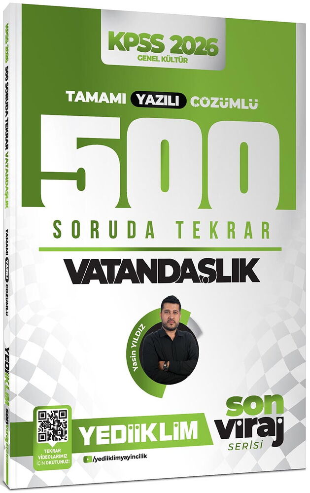2026 KPSS Son Viraj Serisi Vatandaşlık Tamamı Yazılı Çözümlü 500 Soruda Genel Tekrar Kampı