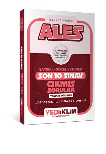 Yediiklim Yayınları 2027 ALES Sayısal Sözel Yetenek Tamamı Çözümlü Son 10 Sınav Çıkmış Sorular (2 Ağustos 2026 Ales-2 Ekli)